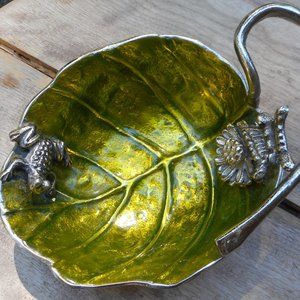 Star Home Frog & Butterfly Bowl Nickel-Plated Cast Aluminum